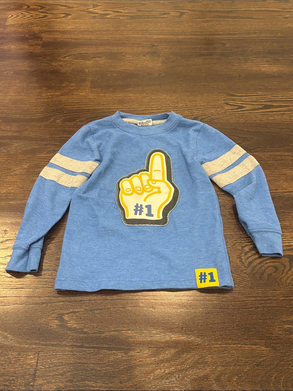 Mish Boys Blue Long-Sleeve #1 Foam Finger Shirt Size 4